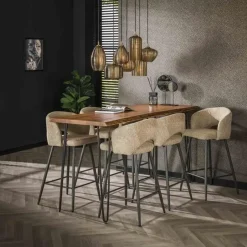 Hoyz Collection - Barstoel Boucle Salon - 2 Stuks - Boucle Zandkleur