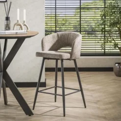 Hoyz Collection - Barstoel Boucle Salon - Tissee Cargo Zandkleur - Set van 2