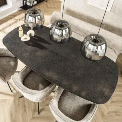 Hoyz Collection - Eettafel Metallic Deens Ovaal 215 Cm - Zwartbruin