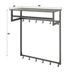 Hoyz Collection - Kapstok Roede 12 Haaks - 3D Zwart Grijs