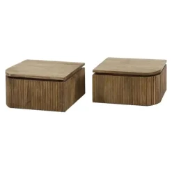 Hoyz Collection - Nachtkastje Wave L+R Afgerond - Massief Mango - Set van 2