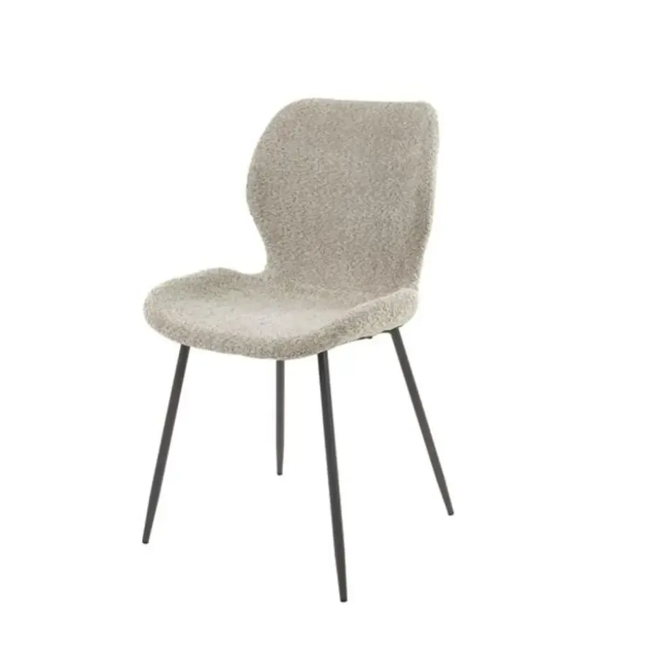 Hoyz Collection - Stoel Ronde Buis 4 Stuks - Boucle Zandkleur