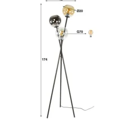 Hoyz Collection - Vloerlamp Multi Globe 3-lichts - Artic Zwart