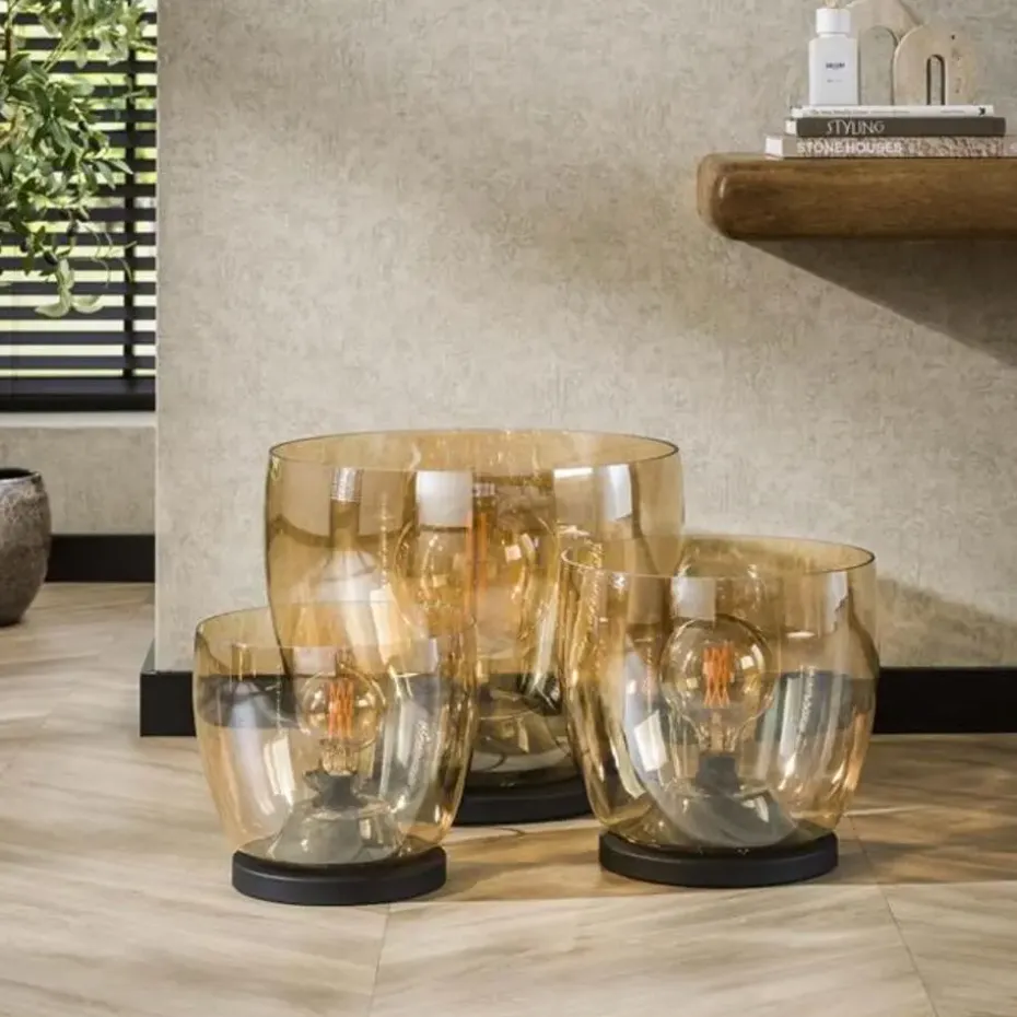 Hoyz Collection - Vloerlamp UP XXL - Amberkleurig Glas - Ø48