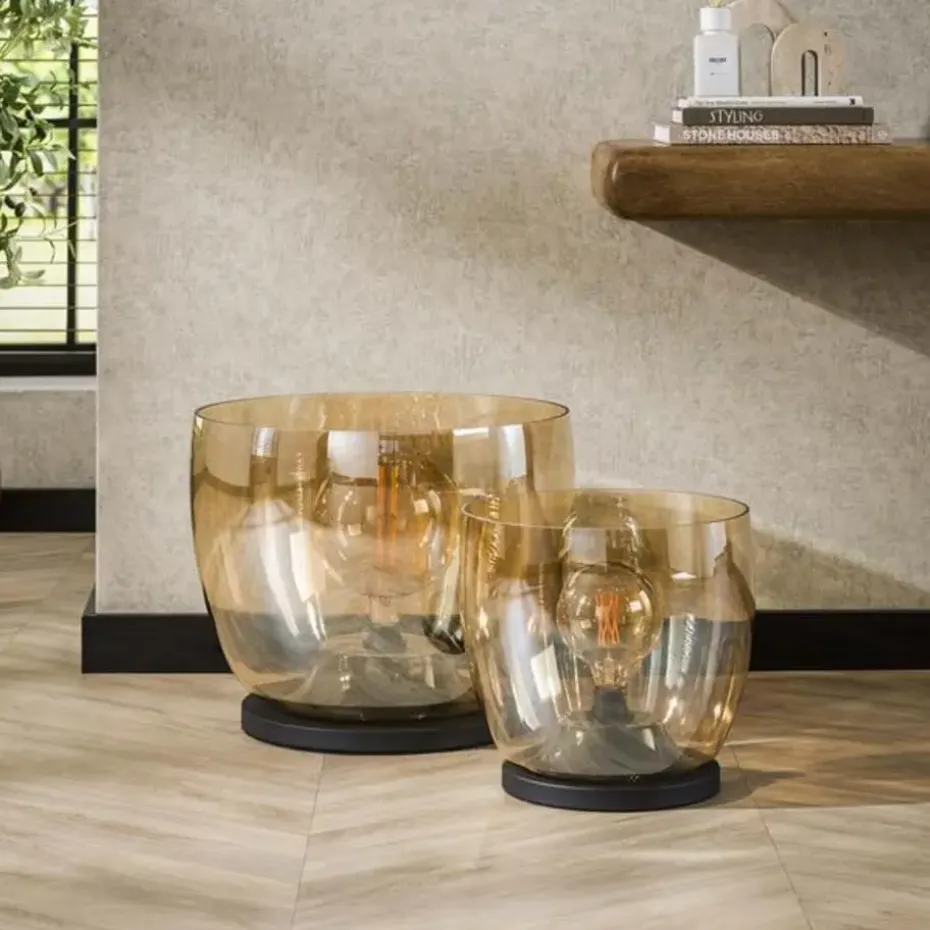 Hoyz Collection - Vloerlamp UP XXL - Amberkleurig Glas - Ø48