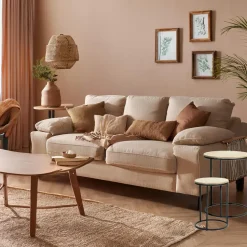 H&S Bijzettafeltjes set 2x - zwart/naturel - D40 x H50/D30 x H40 cm