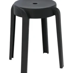 H&S Collection Bijzet krukje - zwart - kunststof - H45 cm