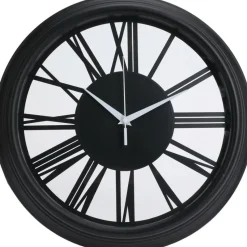 H&S collection Wandklok Memphis - D37 cm - kunststof - zwart