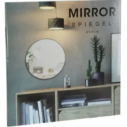 H&S Collection Wandspiegel - metaal - zwart - rond - D55 cm