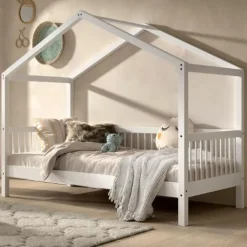 Huisbed Forrest 90x200cm - massief beukenhout - wit