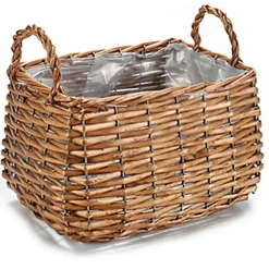 IBERGARDEN Plantenbak-mand - gevlochten riet - 20 x 15 x 11 cm