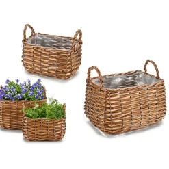 IBERGARDEN Plantenbak-mand - gevlochten riet - 20 x 15 x 11 cm