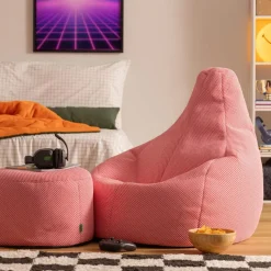 icon - Dalton Zitzak Fauteuil met Poef - Gaming - Roze
