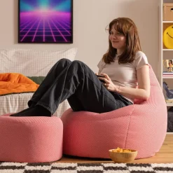 icon - Dalton Zitzak Fauteuil met Poef - Gaming - Roze