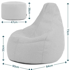 icon - Dalton Zitzak Fauteuil met Poef - Gaming - Roze