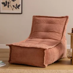 icon - Dolce Lounge Zitzak - Ligstoel - Ribfluweel Fauteuil - Oud roze