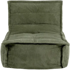 icon - Dolce Lounge Zitzak - Ligstoel - Ribfluweel Fauteuil - Saliegroen