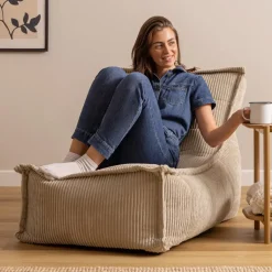 icon - Dolce Lounge Zitzak - Ligstoel - Ribfluweel Fauteuil - Beige