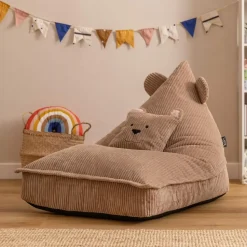 icon - Kinderzitzak Stoel Teddybeer - Ribfluweel - Bruin