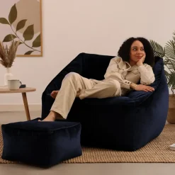 icon Zitzak en Poef Natalia - Fluwelen Zitzak - Marineblauw