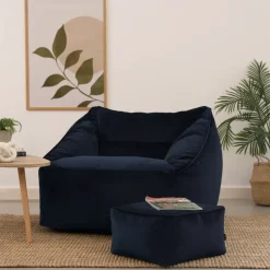 icon Zitzak en Poef Natalia - Fluwelen Zitzak - Marineblauw