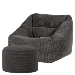 icon Zitzak en XL Poef Morgan - Corduroy Zitzak - Houtskool