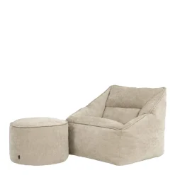 icon Zitzak en XL Poef Natalia - Chenille Zitzak Fauteuil - Beige