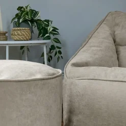 icon Zitzak en XL Poef Natalia - Chenille Zitzak Fauteuil - Beige