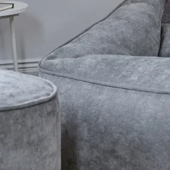 icon Zitzak en XL Poef Natalia - Chenille Zitzak Fauteuil - Grijs