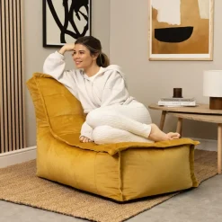 icon Zitzak Lounger Dolce - Fluwelen Zitzak - Geel