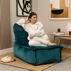 icon Zitzak Lounger Dolce - Fluwelen Zitzak - Blauwgroen