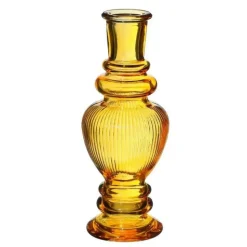 Ideas 4 Seasons Bloemenvaas Venice - glas - geel - D5.7 x H15 cm