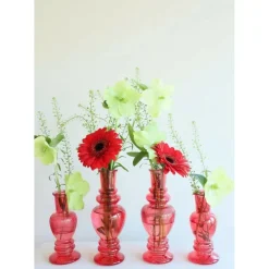 Ideas 4 Seasons Bloemenvaas Venice - glas - koraal rood - D5.7 x H15 cm