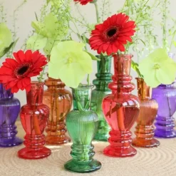 Ideas 4 Seasons Vaas Florence - paars glas - ribbel - D8,5 x H23 cm