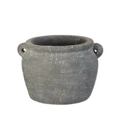 Ideas4Seasons Bloempot kruik Amphora - grijs - D14 x H9 cm
