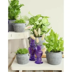 Ideas4Seasons Bloempot kruik Amphora - grijs - D14 x H9 cm