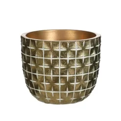 Ideas4Seasons Bloempot ruit motief Hanoi - goud - D14 x H12 cm