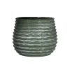 Ideas4seasons Plantenpot ribbel - donkergroen - D16 x H13 cm