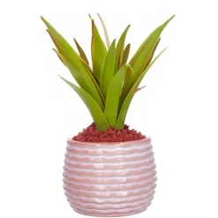 Ideas4seasons Plantenpot ribbel - zachtroze - D14 x H10 cm