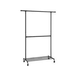 Ijzeren Kledingrek - Kledingrek op wieltjes - 2 stangen