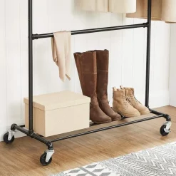 Ijzeren Kledingrek - Kledingrek op wieltjes - 2 stangen