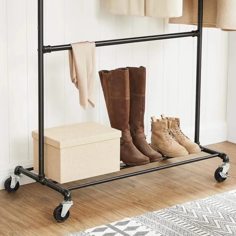 Ijzeren Kledingrek - Kledingrek op wieltjes - 2 stangen