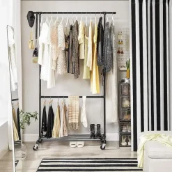 Ijzeren Kledingrek - Kledingrek op wieltjes - 2 stangen