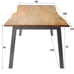 Industriële acacia houten eetkamertafel Edge 180 cm - Hout - Bruin