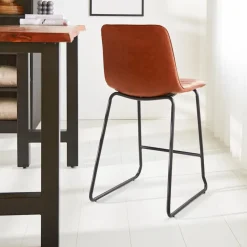 Industriële barkruk Mark cognac - Zithoogte 65 cm - Kunstleder - Bruin