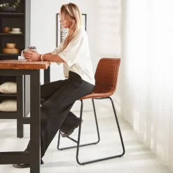 Industriële barkruk Mark cognac - Zithoogte 65 cm - Kunstleder - Bruin