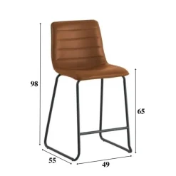 Industriële barkruk Mark cognac - Zithoogte 65 cm - Kunstleder - Bruin