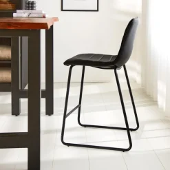 Industriële barkruk Mark zwart - Zithoogte 65 cm - Kunstleder - Zwart