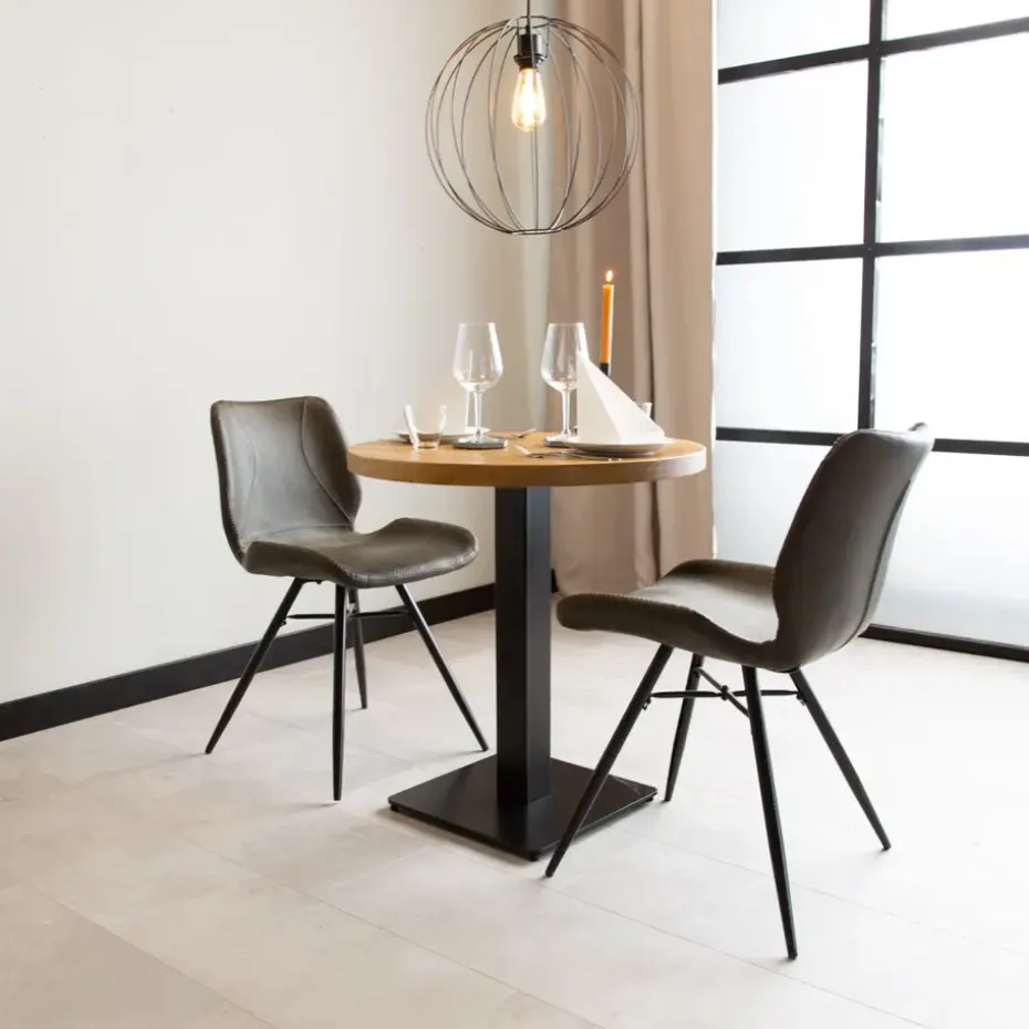 Industriële bistrotafel 70x70 rond metaal mangohout 70x70x73 cm Mangohout