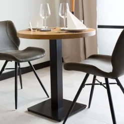 Industriële bistrotafel 70x70 rond metaal mangohout 70x70x73 cm Mangohout
